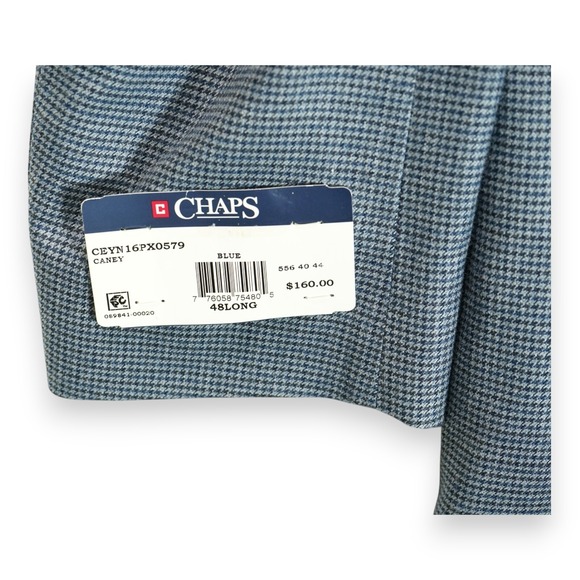 NWT Chaps Blazer‎ Sport Coat Mens 48L Navy Stretch Single Breasted Caney $160 - Picture 6 of 6